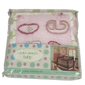 Laura‎ Ashley Baby Girls Pink Quilted Love Wall Hanging Nursery Set of 3 NEW